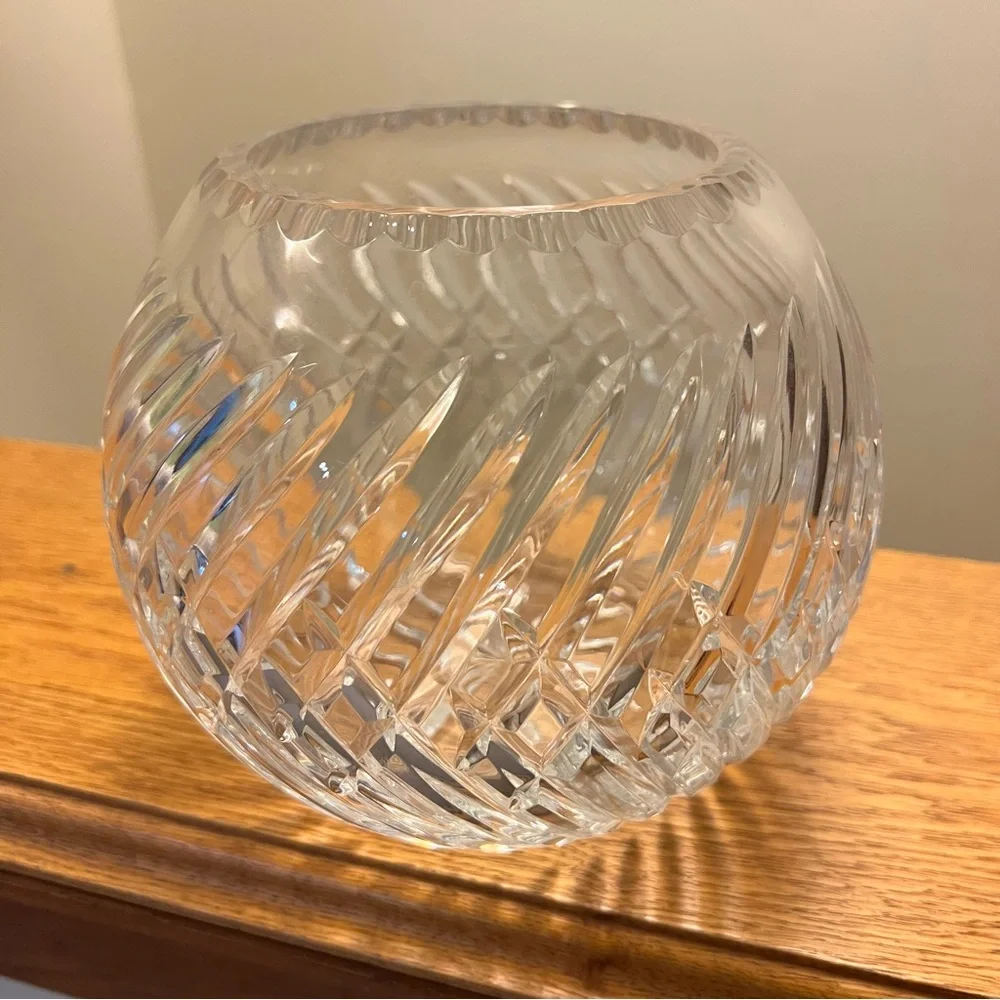Vintage Mikasa  Leaded Crystal Cut  Large Circular Sphere Vase